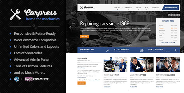 Carpress v1.11.8 - WordPress Theme For Mechanic Workshops