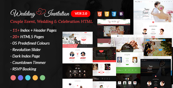 Wedding Invitation v2.0 - Couple Event and Celebration HTML Template