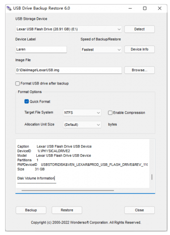 USB Drive Backup Restore