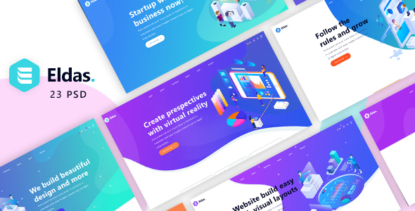 Eldas v1.0 - Isometric Portfolio PSD Template