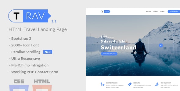 Trav v1.1 - Travel HTML Landing Page