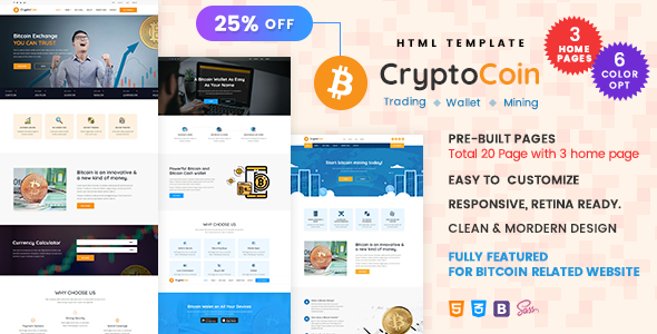 Download CryptoCoin – Bitcoin Crypto Currency Wallet and Mining Template | Free Nulled Scripts