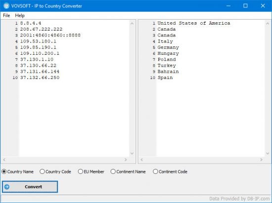 Download VovSoft IP to Country Converter v1.3 Portable