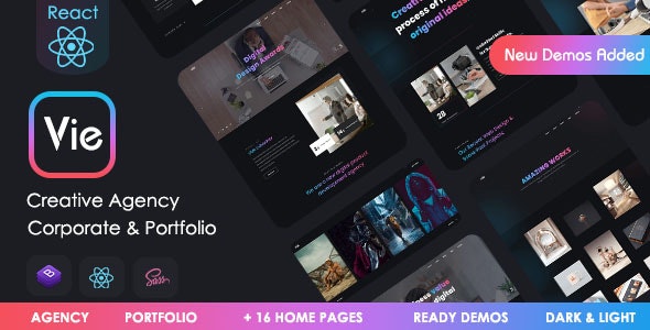 Vie v1.0 - React Creative Portfolio & Agency template