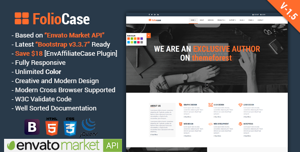 Download FolioCase v1.5 – Multipurpose Business with Envato Portfolio & Affiliate Template | Free Nulled Scripts