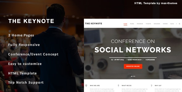 The Keynote v1.0 - Conference/Event HTML Template