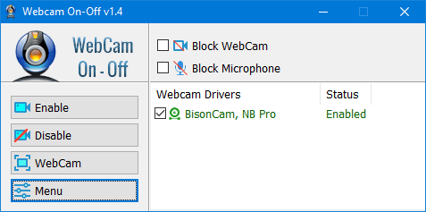 Download WebCam On-Off 1.4 Portable