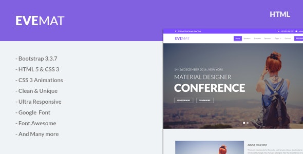 EveMat v1.0 - Responsive HTML Event Template