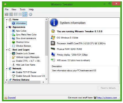 Download Winaero Tweaker 1.65 Portable