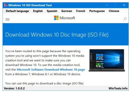Windows 10 ISO Download Tool