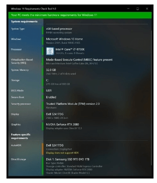 Windows 11 Requirements Check Tool