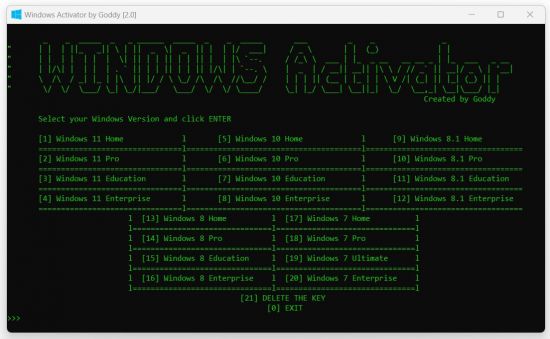 Download Windows Activator by Goddy 5.4