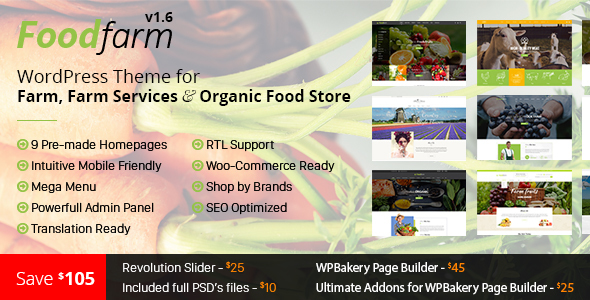 FoodFarm v1.7.8 - WordPress Theme for Farm