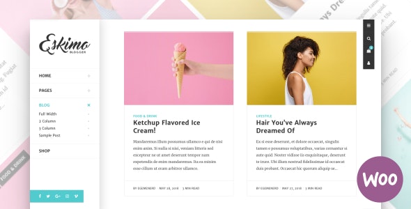 Eskimo v1.7 - Minimal Personal WordPress Blog & Shop Theme