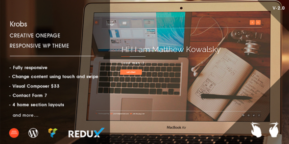 Krobs v2.0 - Personal Onepage Responsive WP Theme