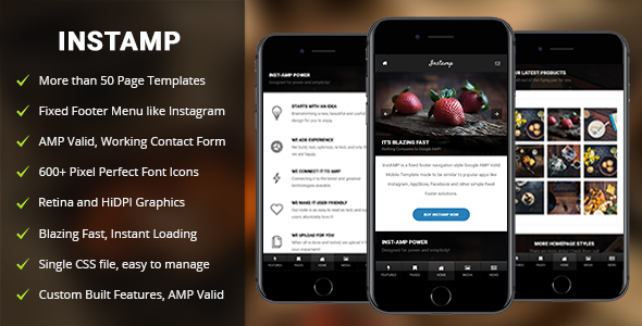 AMP Insta Mobile - Mobile Google AMP Template