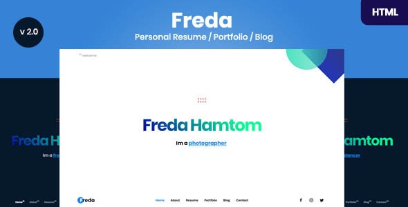 Freda v2.0 - Personal Resume / Portfolio / Blog / HTML Template