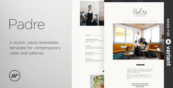 Padre v1.1.0 - Cafe & Restaurant + Variant Page Builder