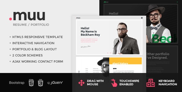 MUU v1.1 - Unique and Creative Resume / Portfolio Template