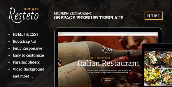 Resteto v1.0 - One-page Restaurant Premium Template