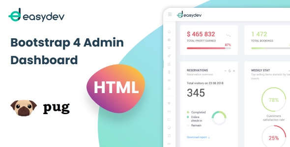 Download EasyDev v1.0 – HTML(Pug) Bootstrap 4 Admin & Dashboard Template | Free Nulled Scripts