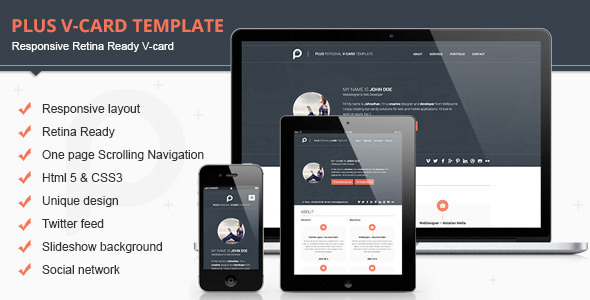 Plus - Responsive Retina Ready V-card Template