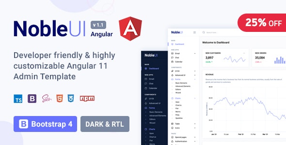 NobleUI v1.1 - Angular 11+ Admin Template