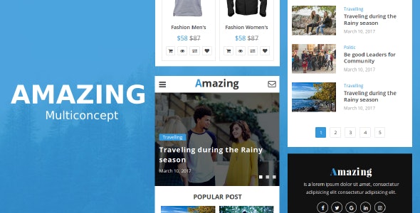 Amazing v1.0 - Multiconcept News, Magazine, Blog and eCommerce Mobile Template