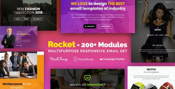 Rocket - Responsive Email with 200+ Modules + MailChimp Editor + StampReady + Online Builder