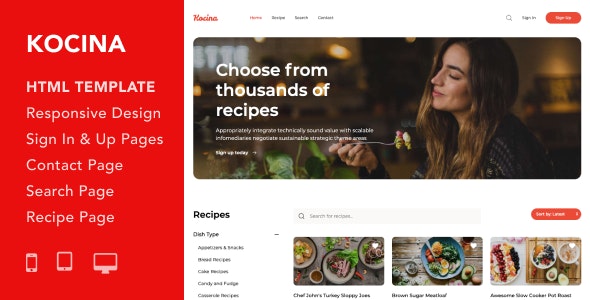 Kocina v1.0 - Cooking Recipes HTML5 Responsive Template