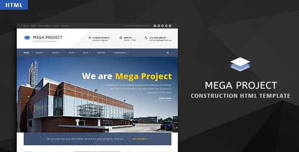 Mega Project v1.0 - Construction HTML Template