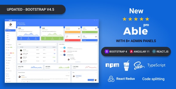 Able pro 8.0.5 - Bootstrap 4, Angular 11 & React Redux Admin Template