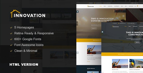 Innovation v1.0 - Construction, Building HTML Template