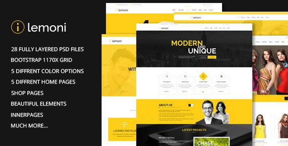 Lemoni v1.0 - Pixel Perfect & Multipurpose PSD Template