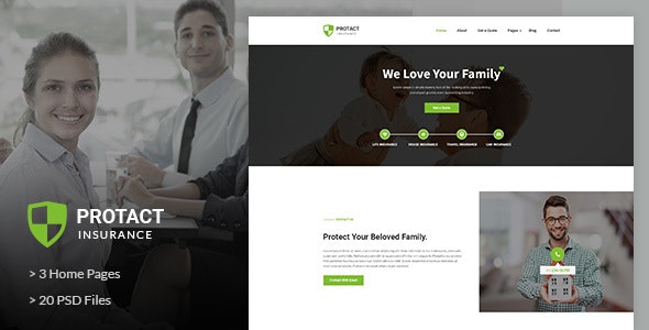 Protact - Insurance Agency & Business PSD Template