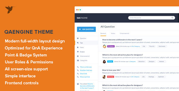 QAEngine v2.0.12 - Question and Answer WordPress Theme