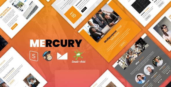 Mercury v1.0 - Responsive Email Template with Mailchimp Editor, StampReady Builder & Online Composer